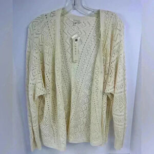 Cyrus NWT Open Stitch Creamy Alabaster Off White Cardigan Sweater SZ X-Large